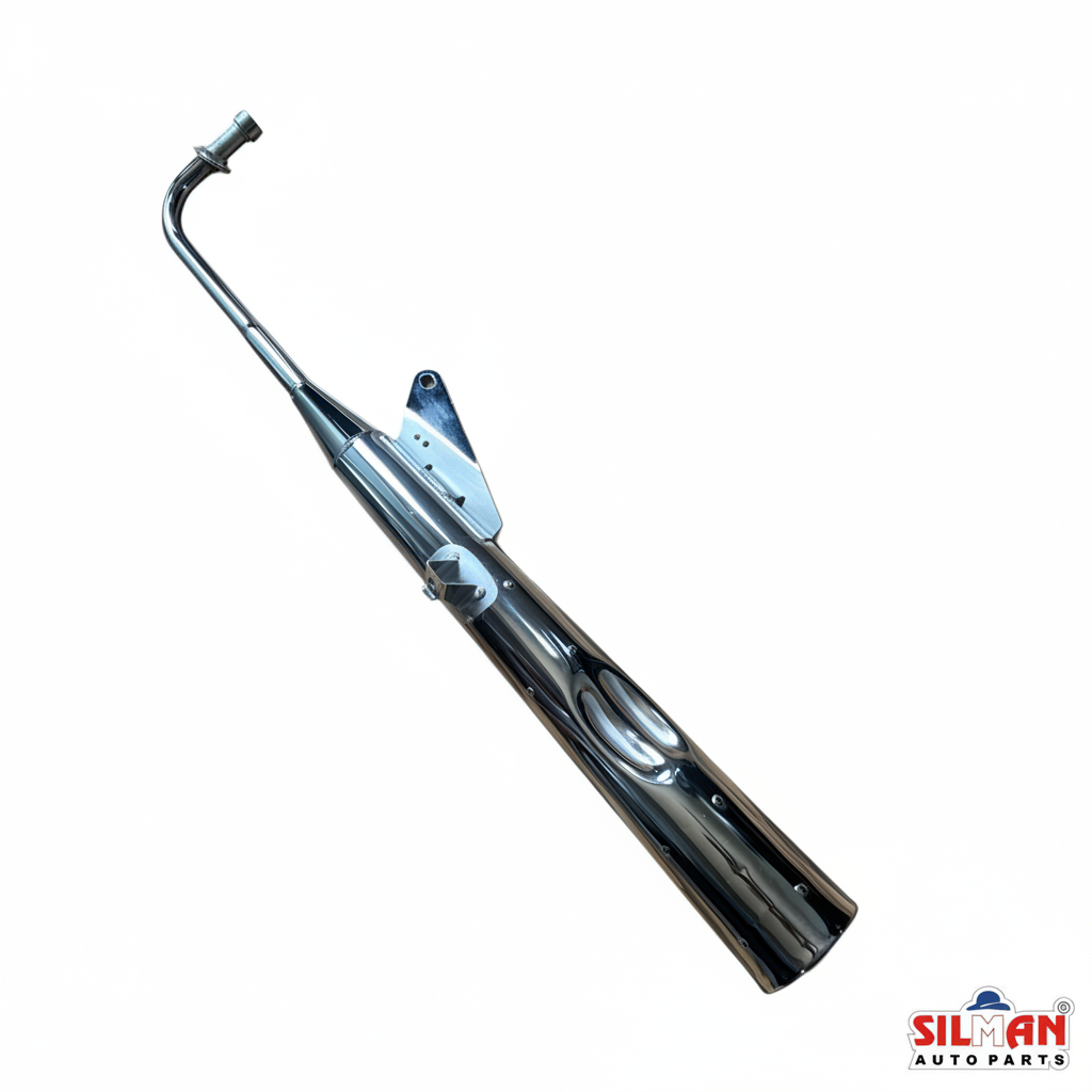 LS63 SILMAN Silencer for Hero Honda Splendor Y2K | Chrome Finish Exhaust | Heavy Duty Replacement Bike Silencer