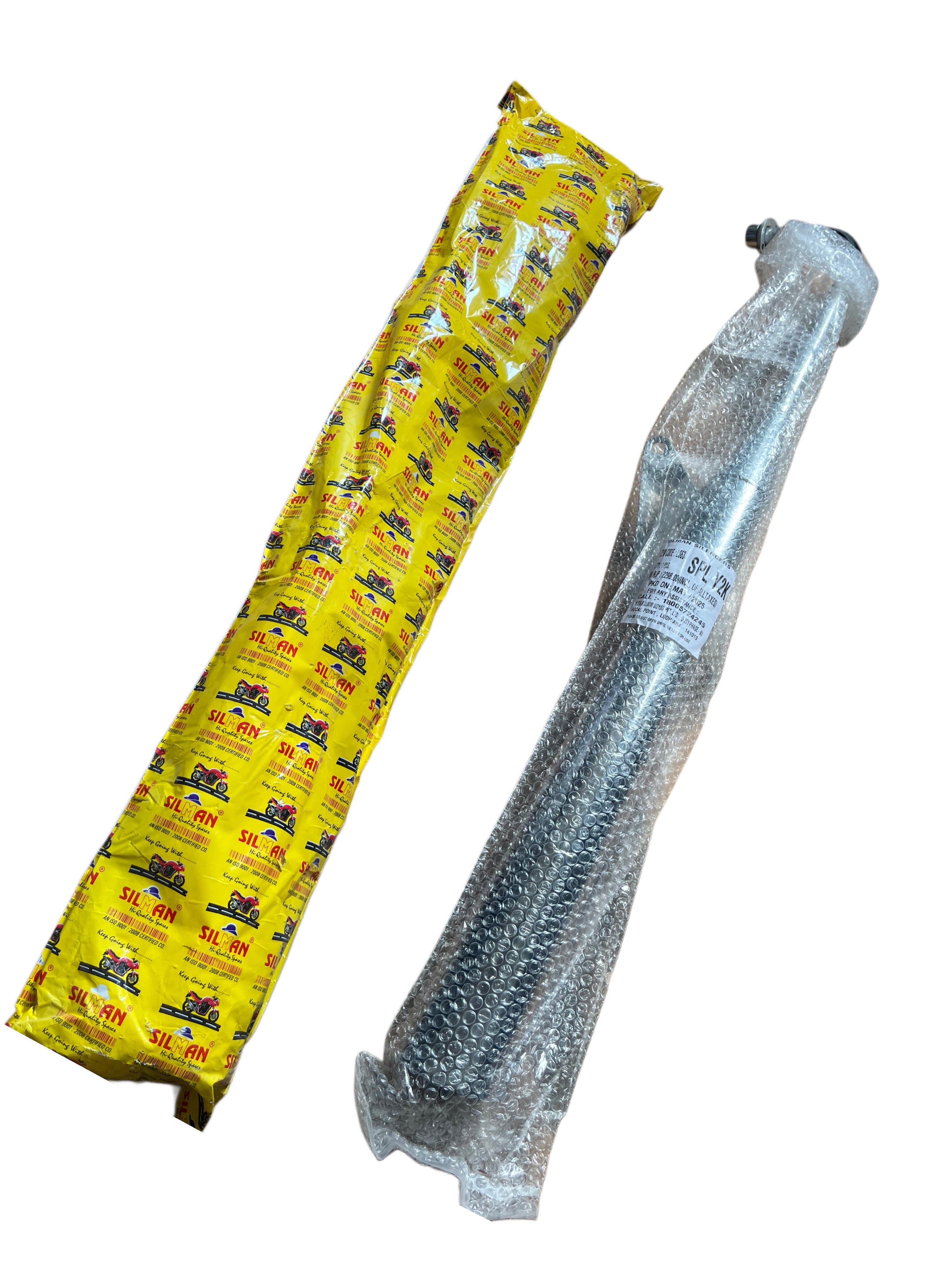 LS63 SILMAN Silencer for Hero Honda Splendor Y2K | Chrome Finish Exhaust | Heavy Duty Replacement Bike Silencer