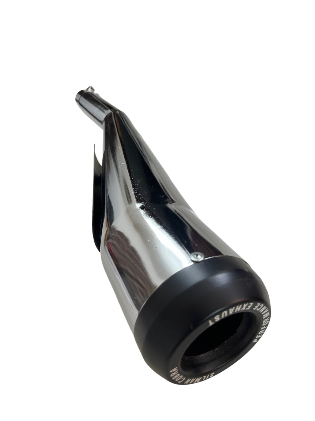 BLG27 SILMAN Bullet Cobra CP Silencer | Cylindrical Chrome Exhaust with Black End Cap | Universal Fit for Royal Enfield Classic 350, Electra, Standard, Bullet 350 & 500