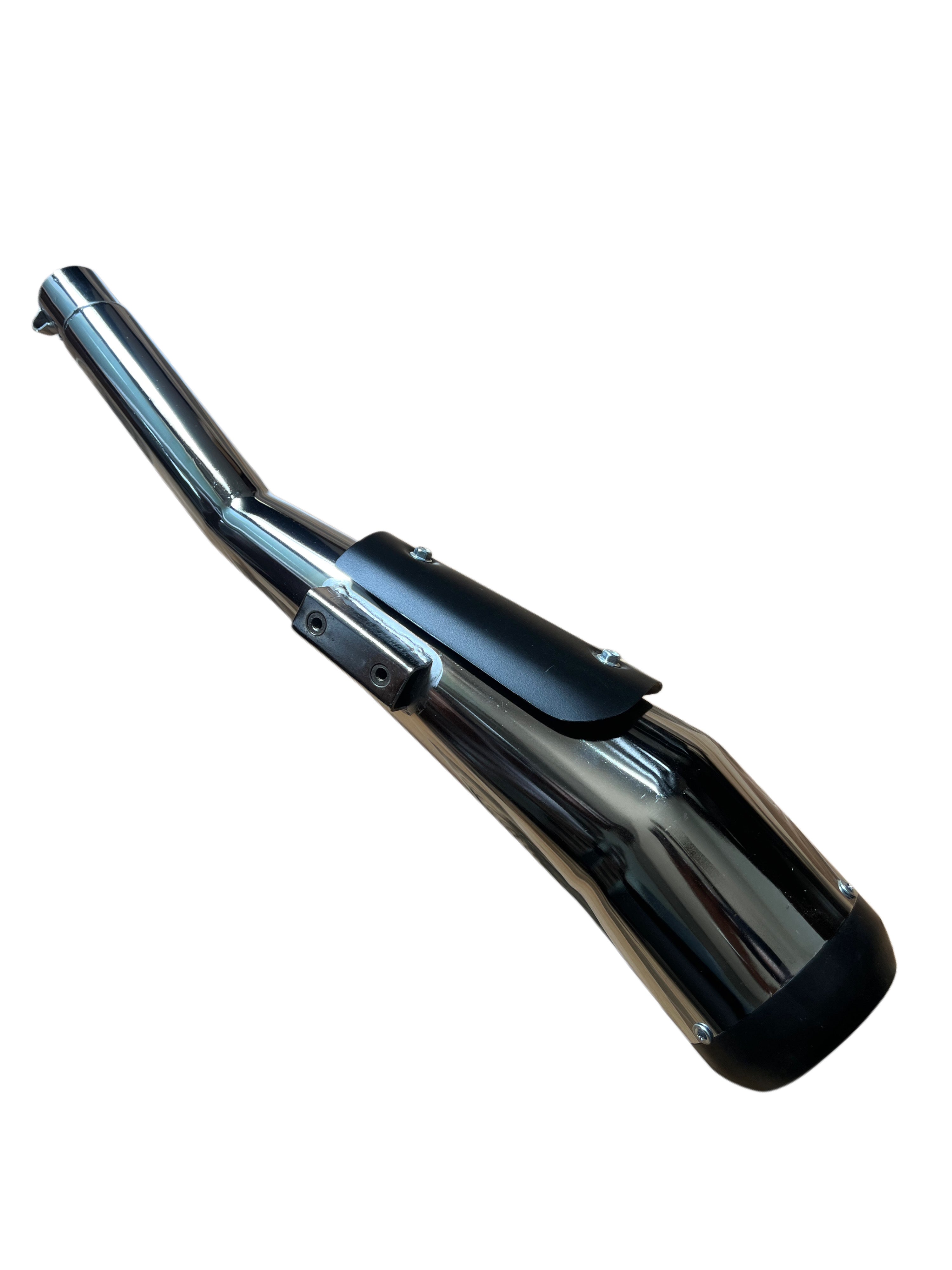 BLG27 SILMAN Bullet Cobra CP Silencer | Cylindrical Chrome Exhaust with Black End Cap | Universal Fit for Royal Enfield Classic 350, Electra, Standard, Bullet 350 & 500