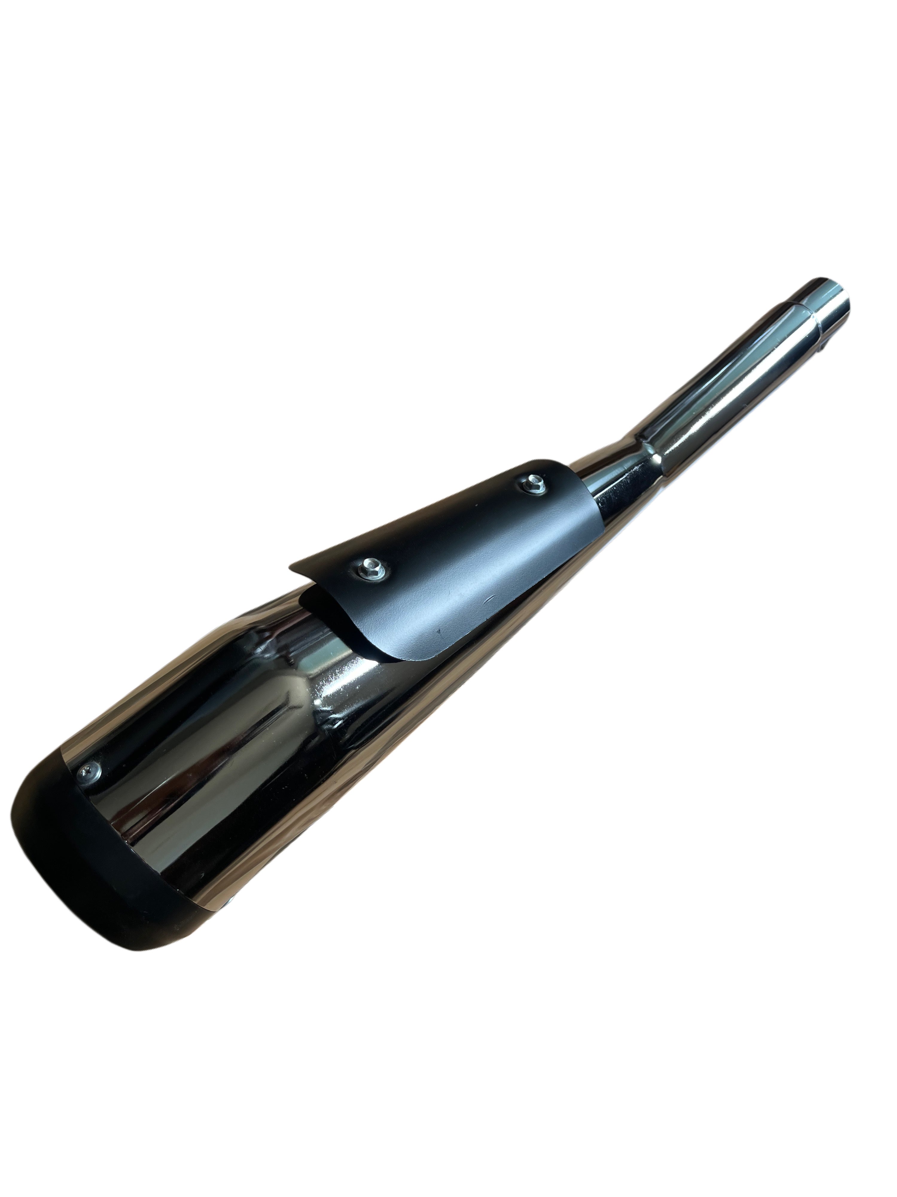 BLG27 SILMAN Bullet Cobra CP Silencer | Cylindrical Chrome Exhaust with Black End Cap | Universal Fit for Royal Enfield Classic 350, Electra, Standard, Bullet 350 & 500