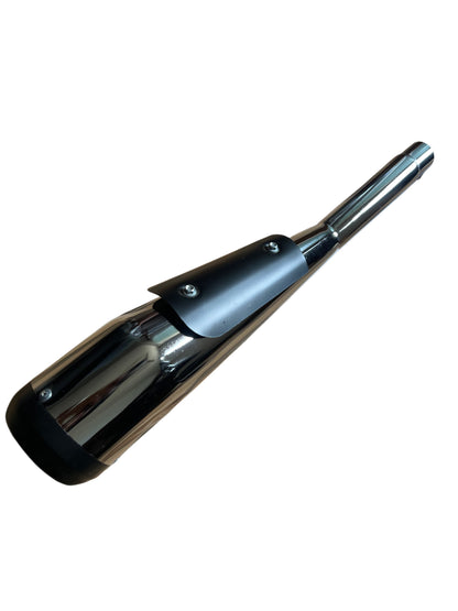 BLG27 SILMAN Bullet Cobra CP Silencer | Cylindrical Chrome Exhaust with Black End Cap | Universal Fit for Royal Enfield Classic 350, Electra, Standard, Bullet 350 & 500