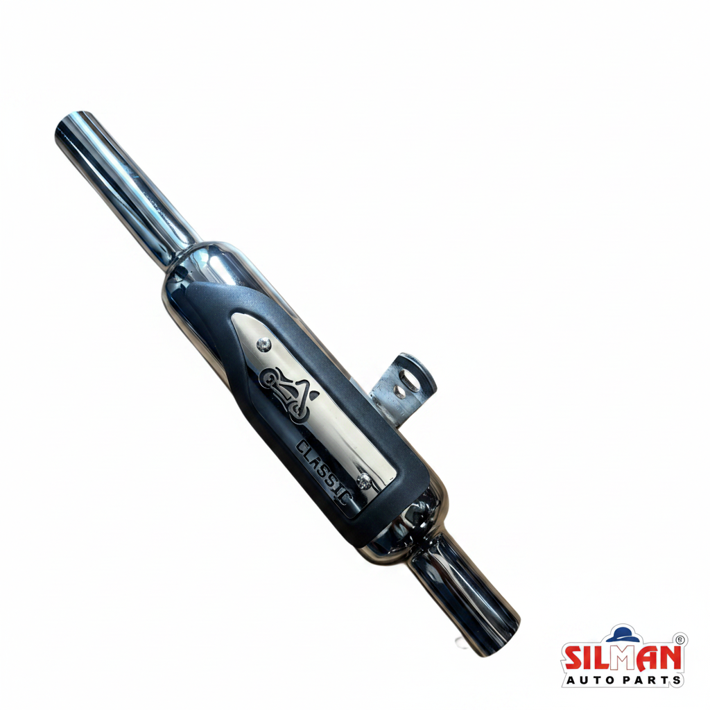 LSA35 SILMAN Bullet K-Indori Silencer Meteor CP with Rocket Plate for Royal Enfield Classic 350 Chrome Plated Brass Muffler