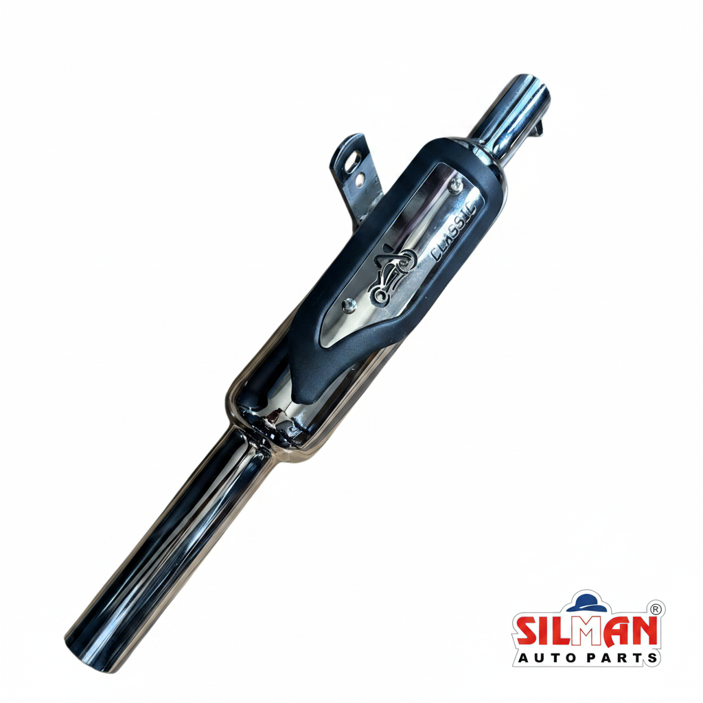 LSA35 SILMAN Bullet K-Indori Silencer Meteor CP with Rocket Plate for Royal Enfield Classic 350 Chrome Plated Brass Muffler