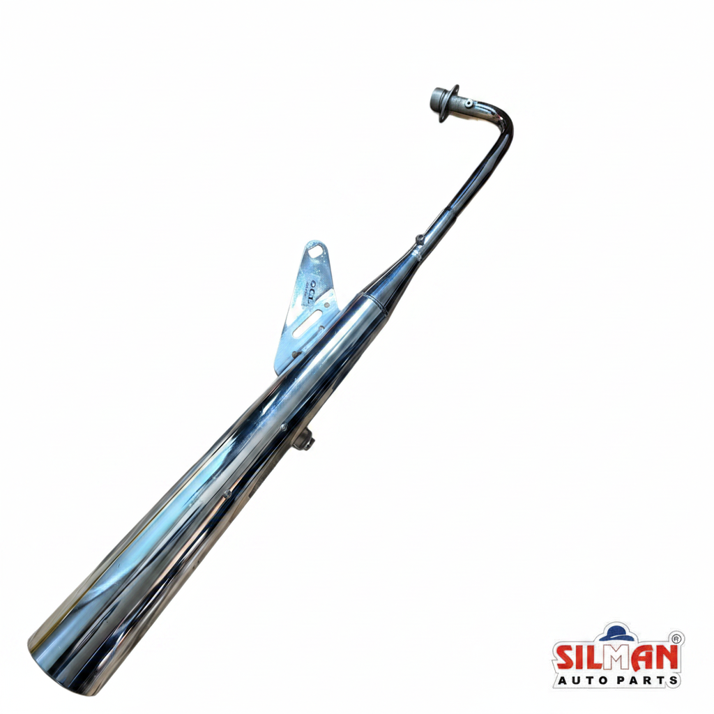 LS134 SILMAN Silencer for Splendor Old Model BS4 (Bells Model) | Heavy Duty Steel Exhaust Muffler | Chrome Finish.