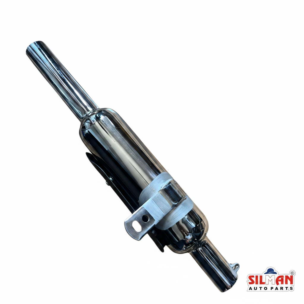 LSA35 SILMAN Bullet K-Indori Silencer Meteor CP with Rocket Plate for Royal Enfield Classic 350 Chrome Plated Brass Muffler