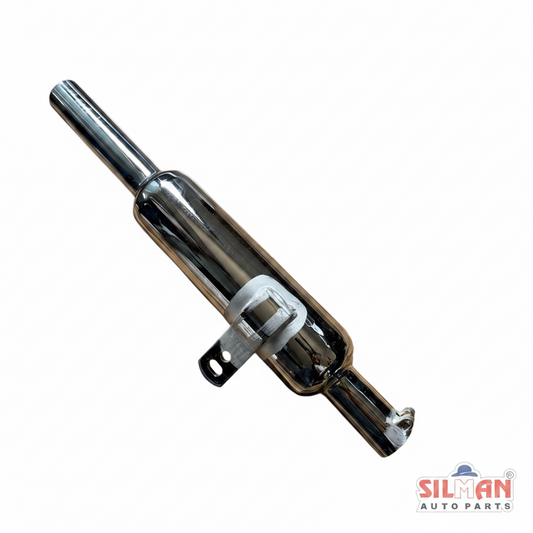 LSA37 SILMAN Bullet Silencer K-Indori Meteor CP with Wings Plate, Brass, Cylindrical, Universal Fit for Classic 350, Extended Long Design
