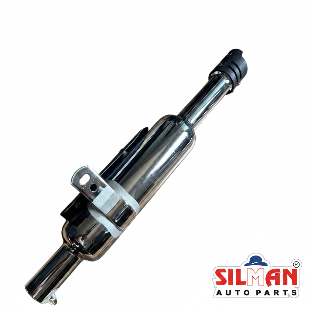 LSA39 SILMAN Silencer K-Indori Meteor Chrome Plated Rocket Plate with End Cap for Bullet Bike