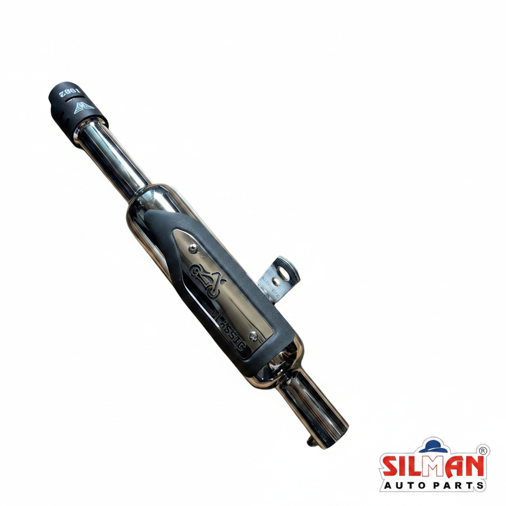 LSA39 SILMAN Silencer K-Indori Meteor Chrome Plated Rocket Plate with End Cap for Bullet Bike