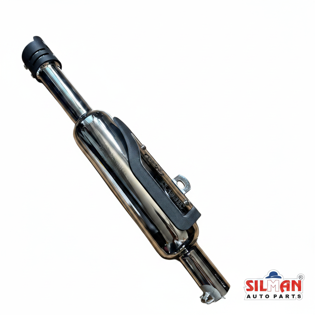 LSA39 SILMAN Silencer K-Indori Meteor Chrome Plated Rocket Plate with End Cap for Bullet Bike