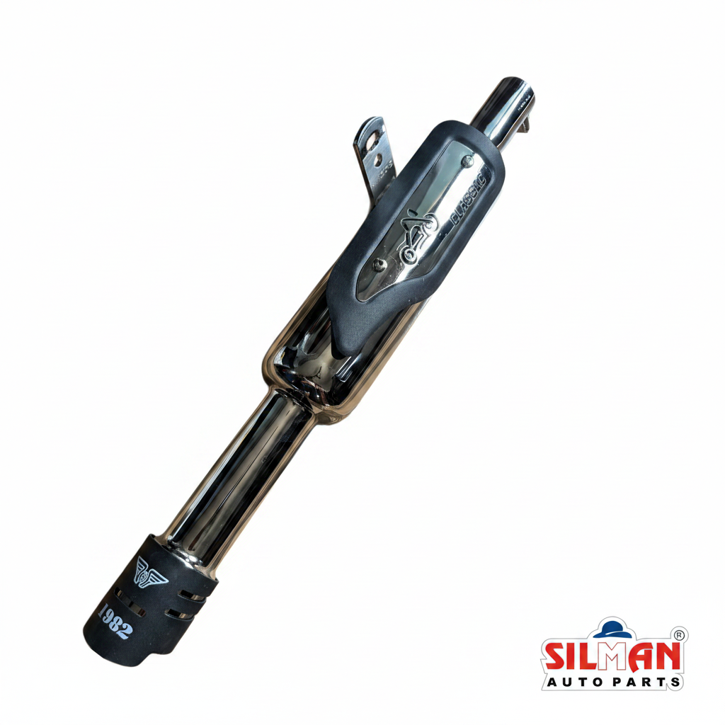 LSA39 SILMAN Silencer K-Indori Meteor Chrome Plated Rocket Plate with End Cap for Bullet Bike