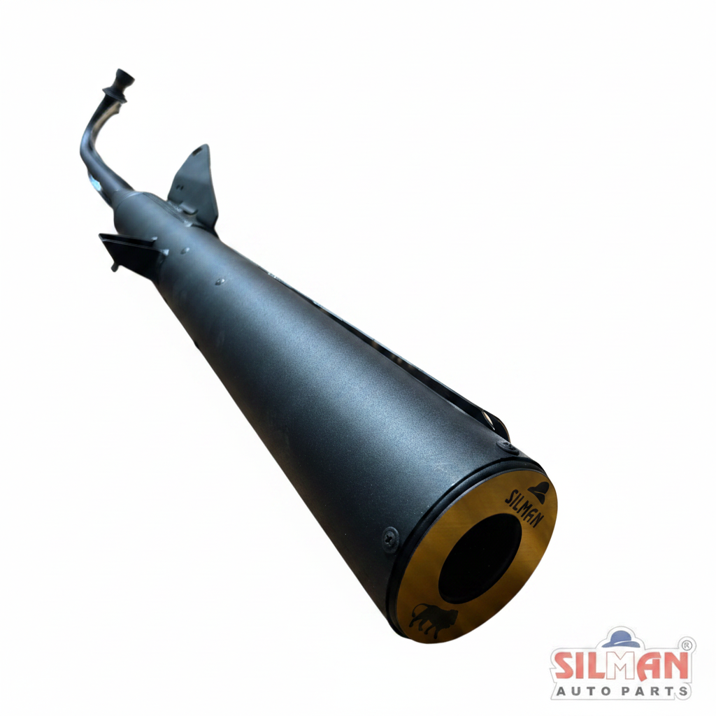 LS106 SILMAN CUSTOMIZE SILENCER For Hero Honda SPLENDOR GLASSWOOL BLACK BS4 With Plate