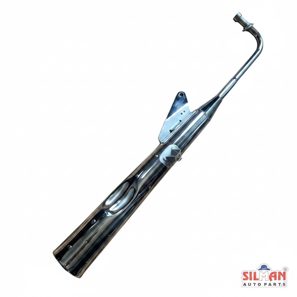 LS63 SILMAN Silencer for Hero Honda Splendor Y2K | Chrome Finish Exhaust | Heavy Duty Replacement Bike Silencer