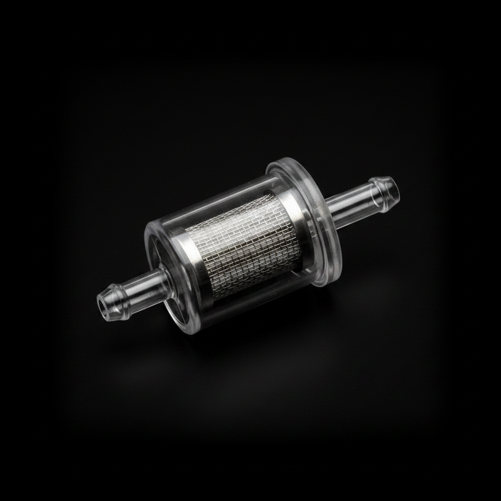 Hero In-Line Plastic Petrol Filter - 45 Degree View