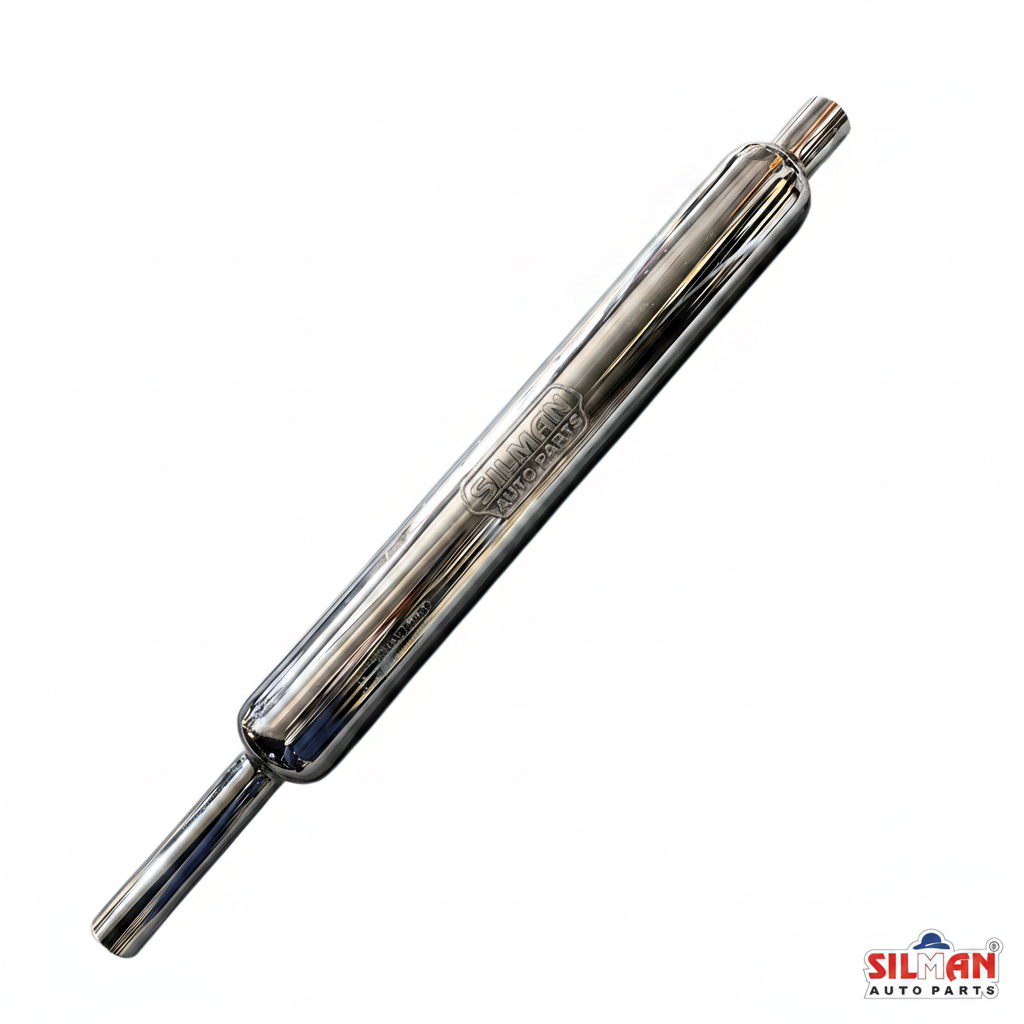 LS12-A SILMAN Bullet Bike Silencer Extra Long Heavy Sound Exhaust Chrome Plated 7"