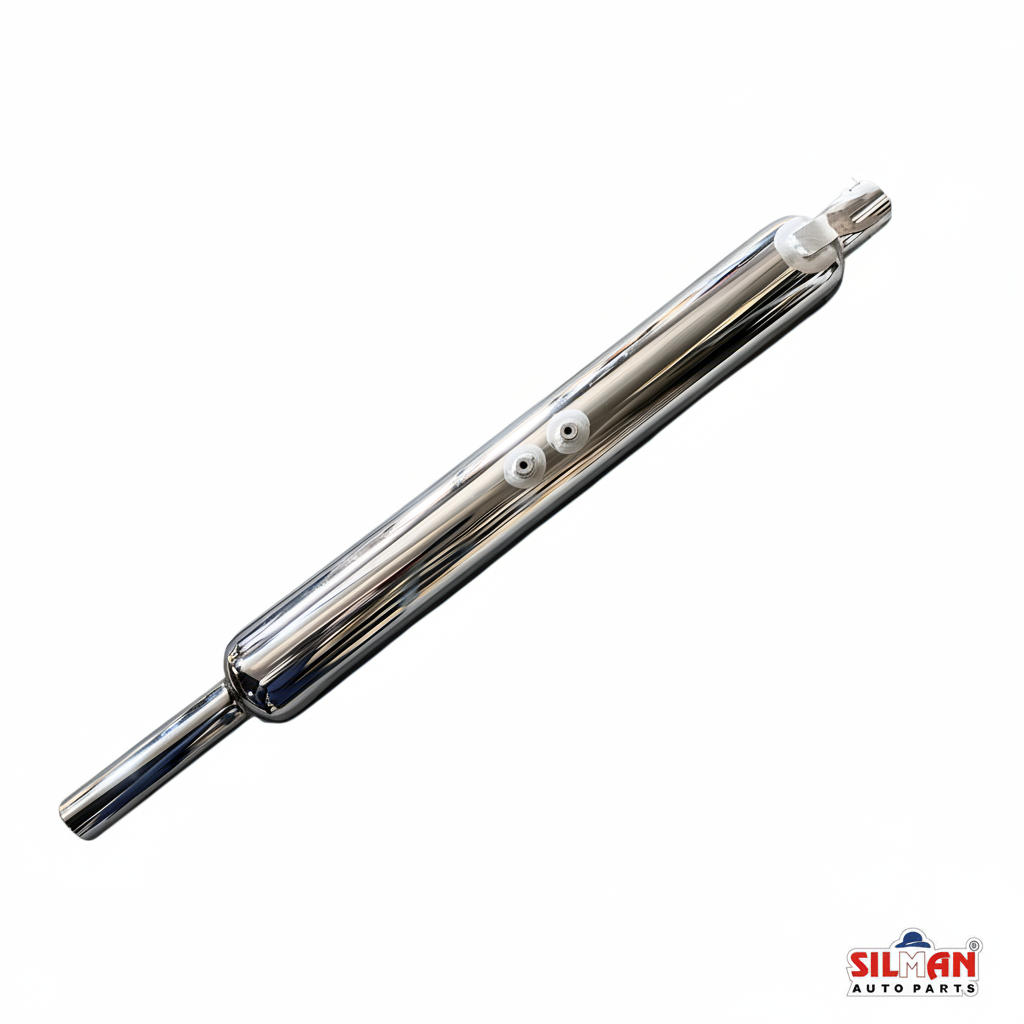 LS12-A SILMAN Bullet Bike Silencer Extra Long Heavy Sound Exhaust Chrome Plated 7"