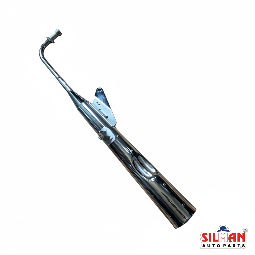 LS63 SILMAN Silencer for Hero Honda Splendor Y2K | Chrome Finish Exhaust | Heavy Duty Replacement Bike Silencer