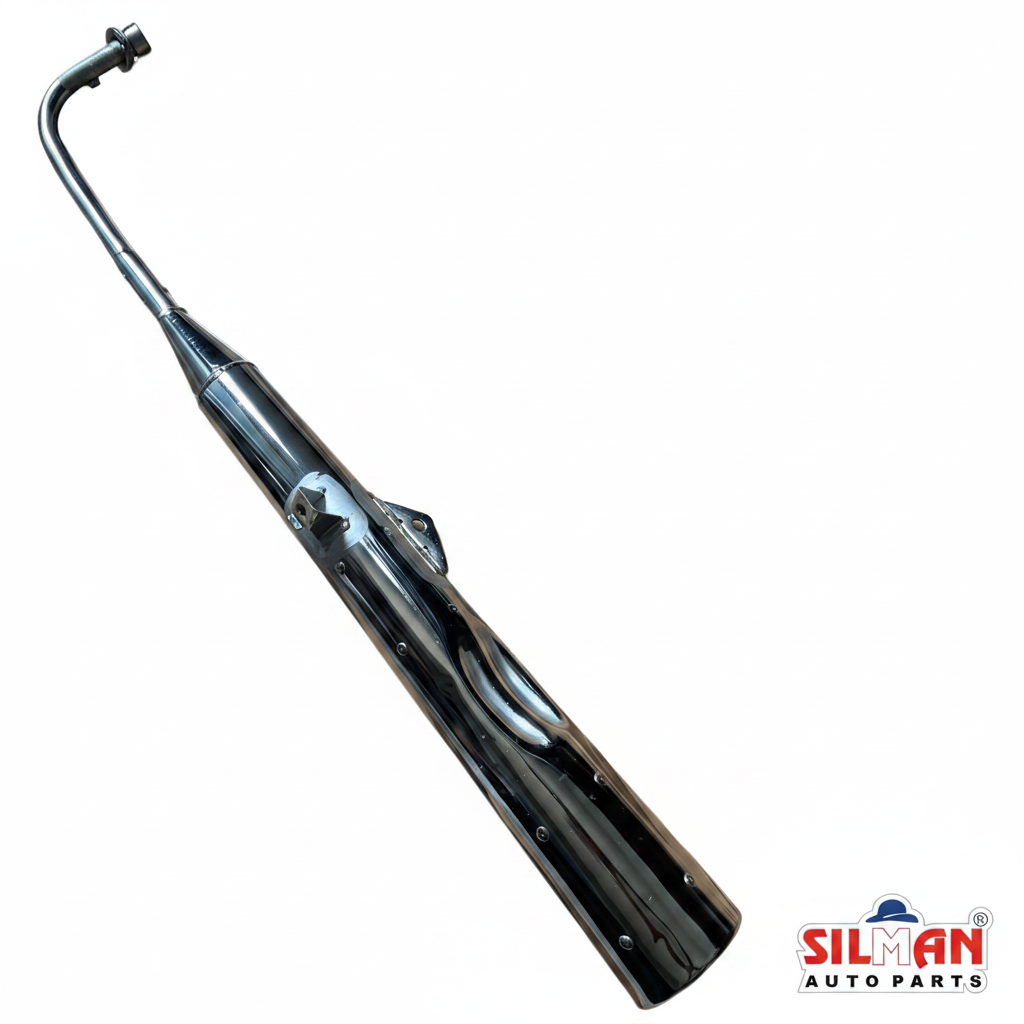 LS69 SILMAN Silencer Muffler for CD-Deluxe Old Model Motorcycle - Metal Construction with Chrome Finish