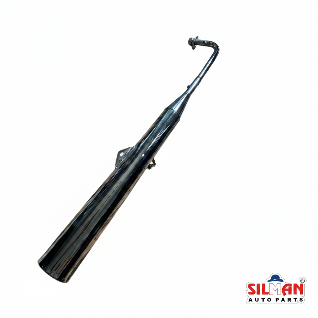 LS69 SILMAN Silencer Muffler for CD-Deluxe Old Model Motorcycle - Metal Construction with Chrome Finish