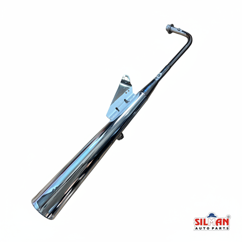 SILMAN LS135 O/M Exhaust Silencer for Hero Splendor BS6 Bells Model – Chrome Finish, Heavy Duty Steel, Direct Bolt-On Replacement