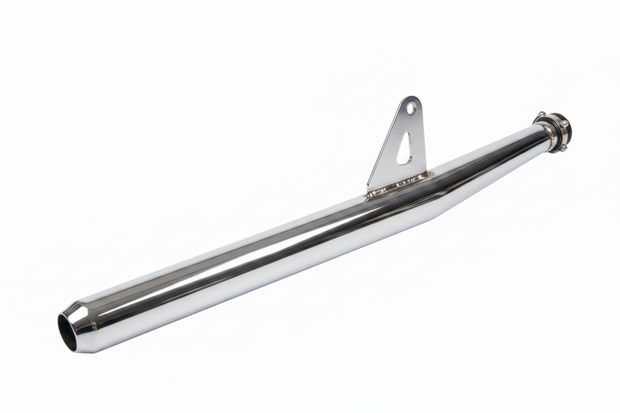 Silman Silencer for RX 100 Chrome Finish Heavy Duty Metal Muffler for Motorcycles