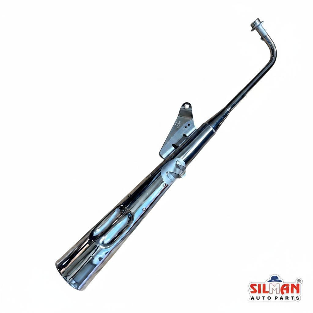 SILMAN LS135 O/M Exhaust Silencer for Hero Splendor BS6 Bells Model – Chrome Finish, Heavy Duty Steel, Direct Bolt-On Replacement