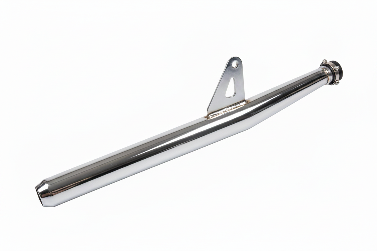 Silman Silencer for RX 100 Chrome Finish Heavy Duty Metal Muffler for Motorcycles